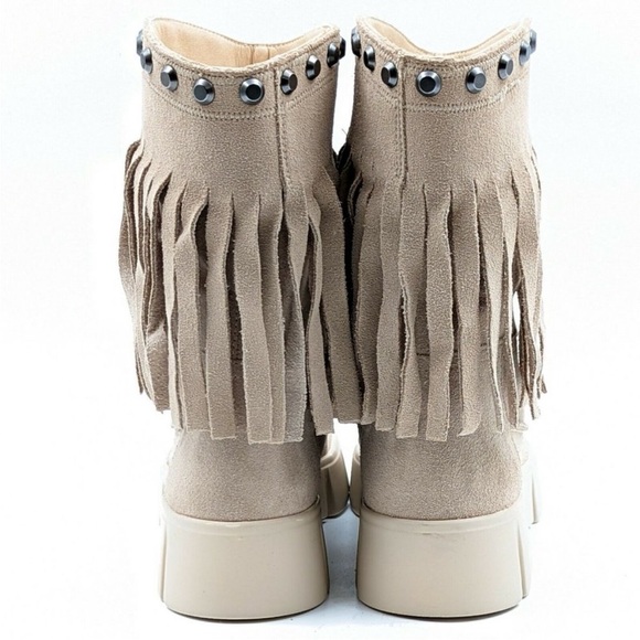 Geox Suede Ghoula Fringe Tan Fringe Sneaker Boot Bootie New Size 38.5 = 8-8.5 - Picture 4 of 9